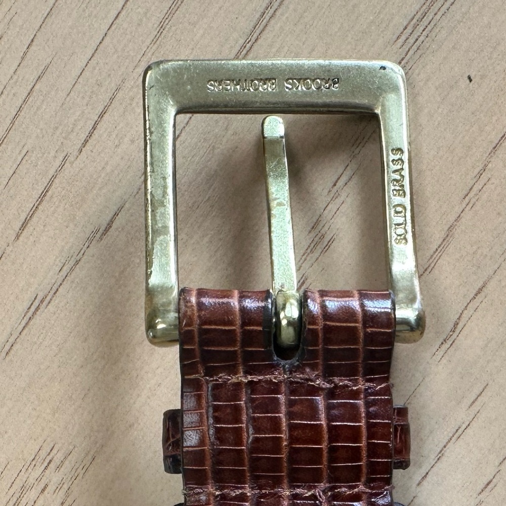 Brooks Brothers Men’s Brown Leather Belt With Solid Brass Buckle Size 38 0316 - Picture 4 of 8